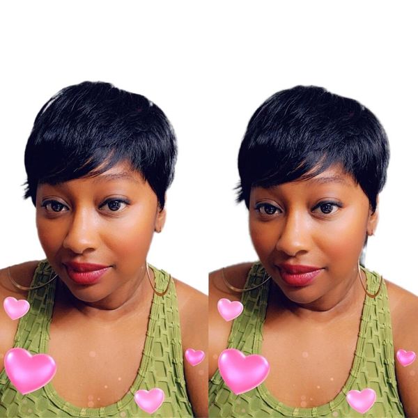 none lace pixie short cut straight bob wig with bangs for women peruvian machine made human hair wig, Black;brown
none lace pixie short cut straight bob wig with bangs for women peruvian machine made human hair wig, Black;brown