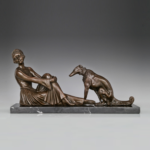 large sculpture lady with pet dog statue bronze modern european art casting classy villa home decor, Silver
large sculpture lady with pet dog statue bronze modern european art casting classy villa home decor, Silver