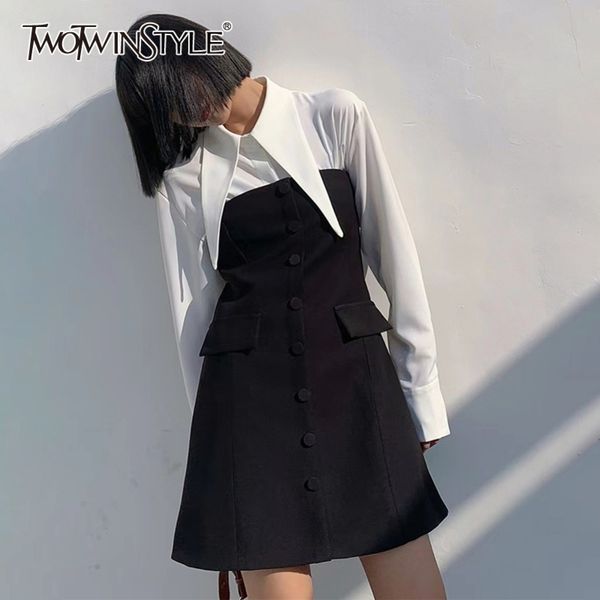 hit color two piece set for women lapel long sleeve shirt high waist slim dress chic sets female fashion 210423, White
hit color two piece set for women lapel long sleeve shirt high waist slim dress chic sets female fashion 210423, White