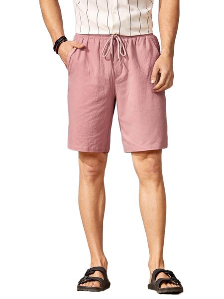 men drawstring waist slant pockets shorts q3pk#, White;black
men drawstring waist slant pockets shorts q3pk#, White;black