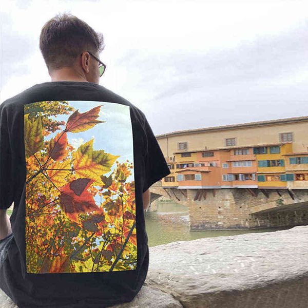 trendy essential men's line t shirts sunset maple leaf pgraphy high definition printing women's loose short sleeve classic leisure, White;black
trendy essential men's line t shirts sunset maple leaf pgraphy high definition printing women's loose short sleeve classic leisure, White;black