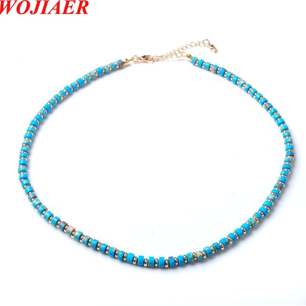 wojiaer choker necklace new natural stone african turquoise necklaces women blue beads circled jewelry personality femme bf320, Golden;silver
wojiaer choker necklace new natural stone african turquoise necklaces women blue beads circled jewelry personality femme bf320, Golden;silver