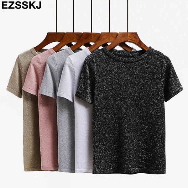summer glitter t shirt women knitted casual short sleeves oneck shiny t shirt slim kintwear female basic tshirt y200412, White
summer glitter t shirt women knitted casual short sleeves oneck shiny t shirt slim kintwear female basic tshirt y200412, White