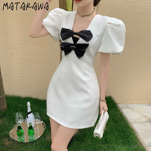 puff sleeve dress female summer vestidos korean vneck bow robe waist temperament aline dresses for women 210506, Black;gray
puff sleeve dress female summer vestidos korean vneck bow robe waist temperament aline dresses for women 210506, Black;gray
