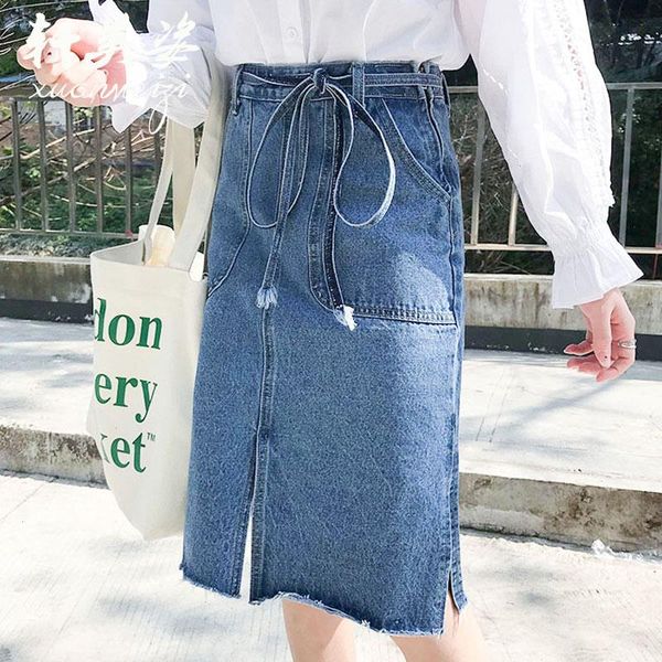 korean bow sash jeans skirt women office lady elegant side split high waist a-line knee-length female denim d12, Black
korean bow sash jeans skirt women office lady elegant side split high waist a-line knee-length female denim d12, Black