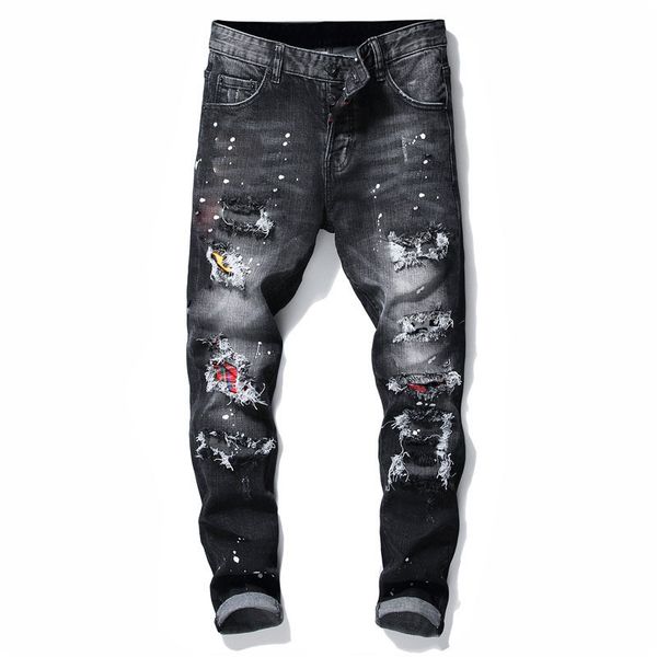 2022 mens rips stretch black jeans fashion slim fit washed motocycle denim pants panelled jean for man designer black hip hop trousers a8 si, Blue
2022 mens rips stretch black jeans fashion slim fit washed motocycle denim pants panelled jean for man designer black hip hop trousers a8 si, Blue