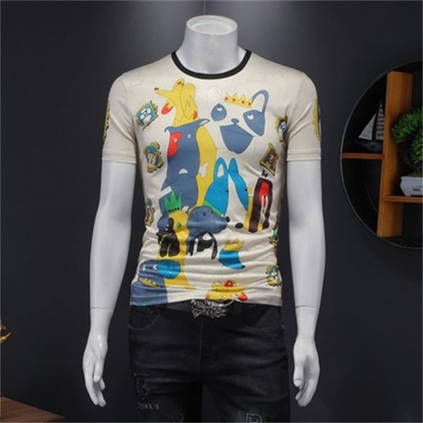 2022 summer cartoon printing men's short-sleeved t-shirts trendy round necks breathable contrasting colors fashionable slim bottoming, White;black
2022 summer cartoon printing men's short-sleeved t-shirts trendy round necks breathable contrasting colors fashionable slim bottoming, White;black
