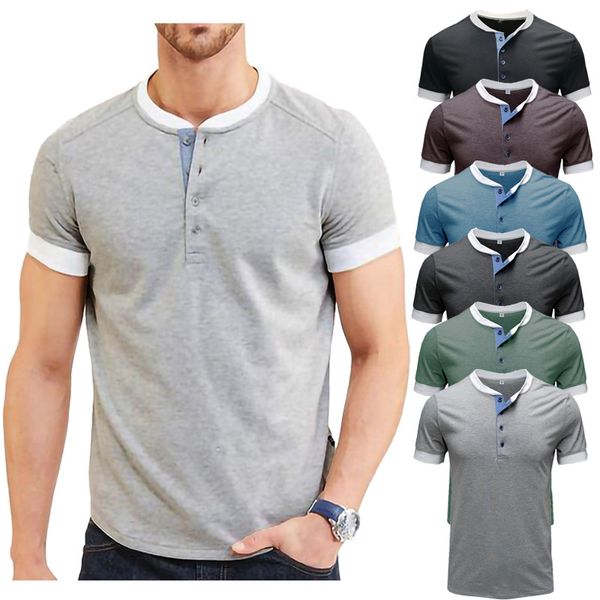 summer mens t-shirts henry collar cotton polos fashion youth slim fit daily short sleeve sport golf casual color patchwork tees, White;black
summer mens t-shirts henry collar cotton polos fashion youth slim fit daily short sleeve sport golf casual color patchwork tees, White;black