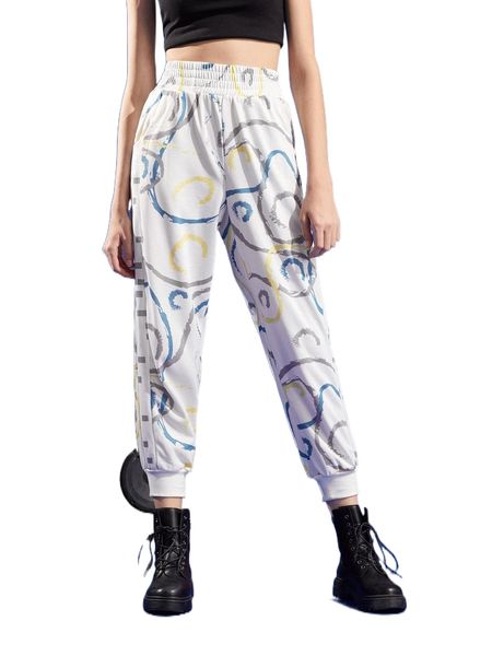 x mj high waist graphic print sweatpants p6gb#, Black;white