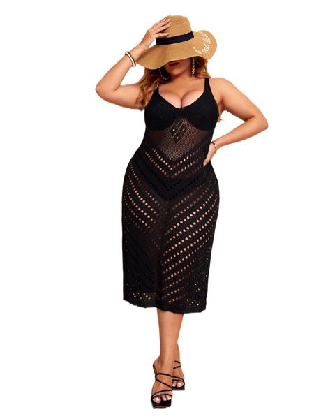 plus hollow-out cover up t1rk#, Black
