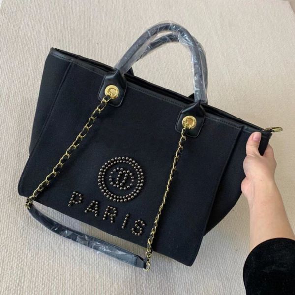 classic fashion brand beach bags ch women handbags designers pearl evening bag female canvas portable high-capacity luxury trend big handbag, Black;red 
classic fashion brand beach bags ch women handbags designers pearl evening bag female canvas portable high-capacity luxury trend big handbag, Black;red