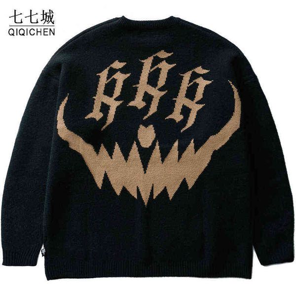 streetwear hip hop knitted sweater devil letter embroidery sweater winter men women fashion harajuku cotton oversized pullover t220730, White;black
streetwear hip hop knitted sweater devil letter embroidery sweater winter men women fashion harajuku cotton oversized pullover t220730, White;black