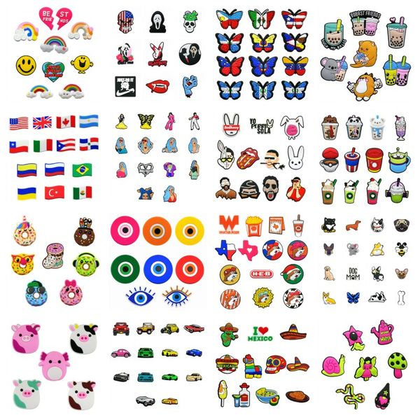 moq 50pcs texas mexican street style cartoon pattern croc charms 2d soft pvc shoe accessories decorations shoe charm buckles for men women s, White;pink
moq 50pcs texas mexican street style cartoon pattern croc charms 2d soft pvc shoe accessories decorations shoe charm buckles for men women s, White;pink