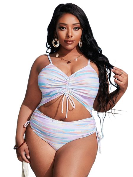 plus tie dye cut-out one piece swimsuit j1zi#, White;black
plus tie dye cut-out one piece swimsuit j1zi#, White;black