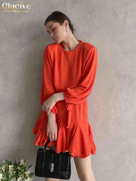 clacive fashion orange women's dress 2022 casual o-neck long sleeve office lady mini dresses elegant lace-up ruffle female dress t22080, Black;gray
clacive fashion orange women's dress 2022 casual o-neck long sleeve office lady mini dresses elegant lace-up ruffle female dress t22080, Black;gray