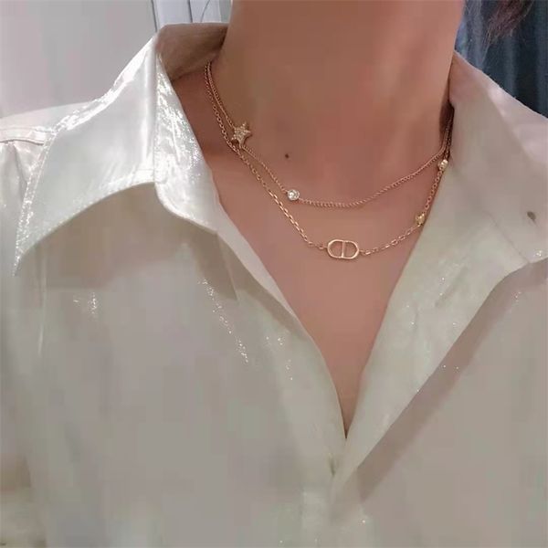 fine high version star double layer necklace women's crystal clavicle chain pendant, Black
fine high version star double layer necklace women's crystal clavicle chain pendant, Black