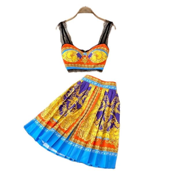 2022 fine elegant two piece dress women lace suspender and pleated skirt 2 piece suits casual vacation designer set luxury fashion summer pr, White
2022 fine elegant two piece dress women lace suspender and pleated skirt 2 piece suits casual vacation designer set luxury fashion summer pr, White
