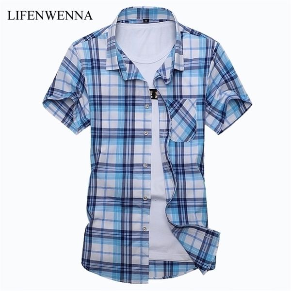 plus size m7xl summer fashion slim fit men short sleeve plaid s clothes trend casual mens social shirt 220621, White;black
plus size m7xl summer fashion slim fit men short sleeve plaid s clothes trend casual mens social shirt 220621, White;black