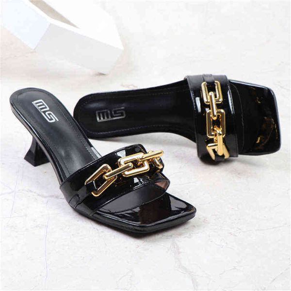 slippers women shoes women's chain sandals summer female slides mules 6.5cm heel square toe designer casual 220530, Black
slippers women shoes women's chain sandals summer female slides mules 6.5cm heel square toe designer casual 220530, Black