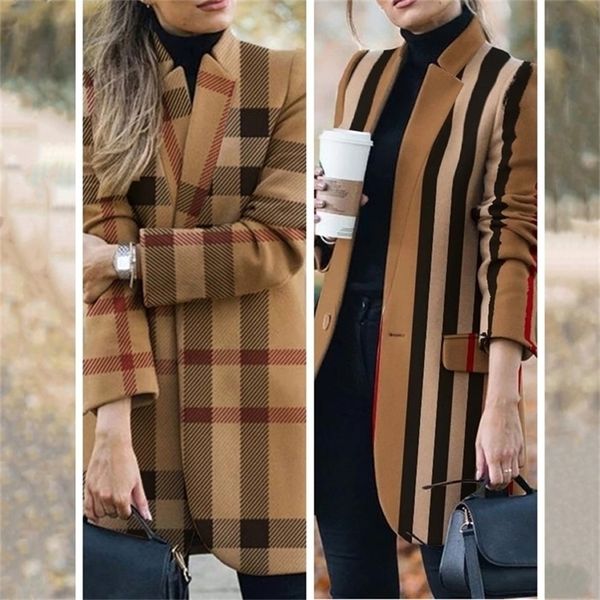 autumn and winter women's long-sleeved lapel coat printed woolen coat fashion striped plaid slim coats oversized 201221, Black
autumn and winter women's long-sleeved lapel coat printed woolen coat fashion striped plaid slim coats oversized 201221, Black