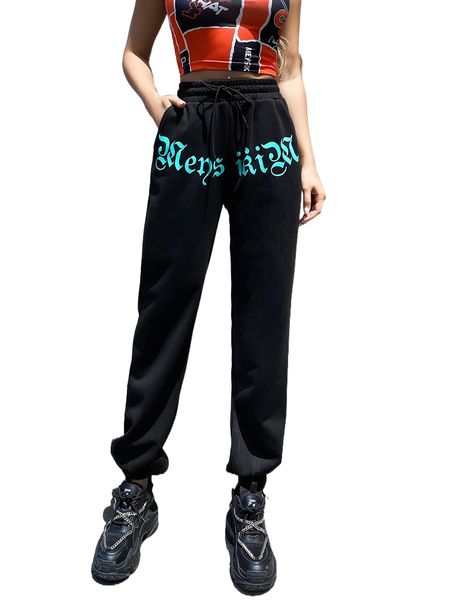 meysi kim tie waist letter graphic sweatpants v9lb#, Black;white 
meysi kim tie waist letter graphic sweatpants v9lb#, Black;white
