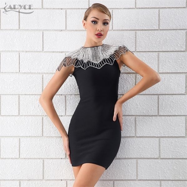 adyce new summer black bandage dress woman celebrity evening party dress vestido beads diamond mini runway club dress y200103, White;black
adyce new summer black bandage dress woman celebrity evening party dress vestido beads diamond mini runway club dress y200103, White;black