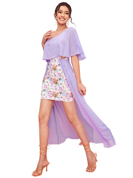 x amof floral & fruit print one shoulder butterfly sleeve overlay hem dress w4e5#, Black;gray
x amof floral & fruit print one shoulder butterfly sleeve overlay hem dress w4e5#, Black;gray