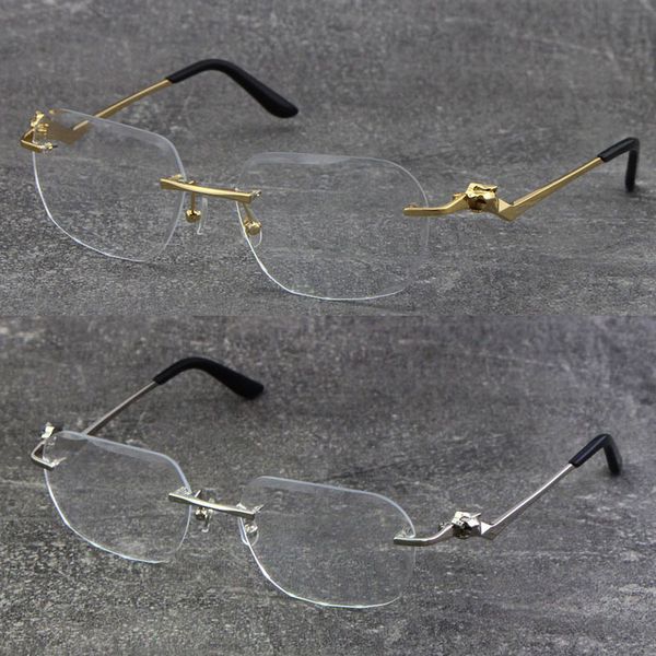 new metal classic leopard series rimless optical reading frames square eyeglasses 18k gold frame glasses men myopic oblique angled eyewear m, Silver
new metal classic leopard series rimless optical reading frames square eyeglasses 18k gold frame glasses men myopic oblique angled eyewear m, Silver