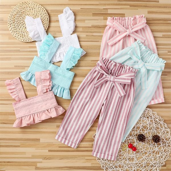 1 6t summer toddler kid baby girls clothes set ruffles lace vest striped long pants elegant cute fashion outfits 220620, White
1 6t summer toddler kid baby girls clothes set ruffles lace vest striped long pants elegant cute fashion outfits 220620, White
