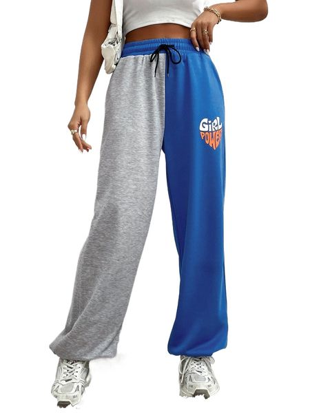 letter graphic colorblock drawstring waist sweatpants w5rf#, Black;white
letter graphic colorblock drawstring waist sweatpants w5rf#, Black;white