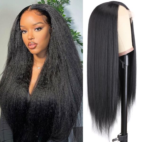 lx brand synthetic yaki lace front wig natural black hair synthetic lace wig for women full glueless lace frontal long kinky straight wigfac
lx brand synthetic yaki lace front wig natural black hair synthetic lace wig for women full glueless lace frontal long kinky straight wigfac