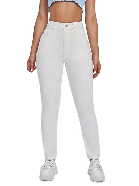 high waist straight jeans w5q4#, Blue