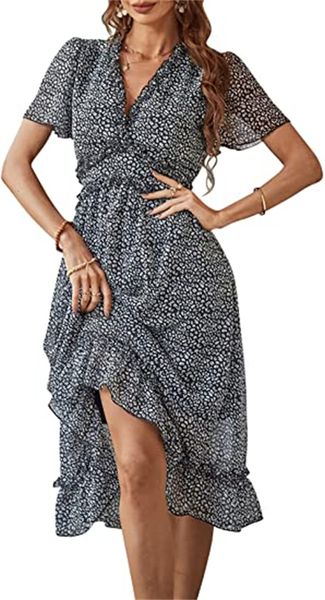 & tees women's summer dress deep v neck pleated floral print short sleeves mid length dress high stretch waist bohemian flowing beach, White
& tees women's summer dress deep v neck pleated floral print short sleeves mid length dress high stretch waist bohemian flowing beach, White