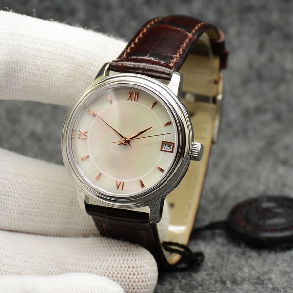 de ville prestige watch automatic mechanical silver case silver shell dial brown leather strap date sapphire glass 32mm women miyota 2813 wr, Slivery;brown
de ville prestige watch automatic mechanical silver case silver shell dial brown leather strap date sapphire glass 32mm women miyota 2813 wr, Slivery;brown