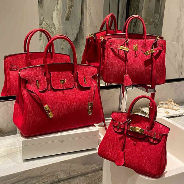 

french brand designer luxury bags herme designer handbag tushang bride red women's large capacity one shoulder messenger bag