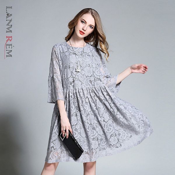 women gray lace big size dress round neck three quarter sleeve loose fit fashion spring autumn 2e1055 210507, Black;gray
women gray lace big size dress round neck three quarter sleeve loose fit fashion spring autumn 2e1055 210507, Black;gray