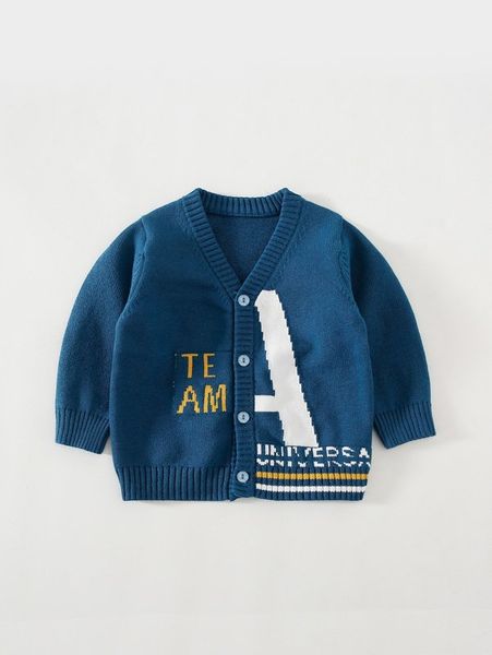 toddler boys letter pattern striped cardigan she, Blue