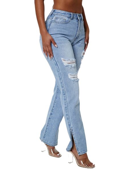 sxy high waisted slit hem ripped jeans d64u#, Blue
sxy high waisted slit hem ripped jeans d64u#, Blue