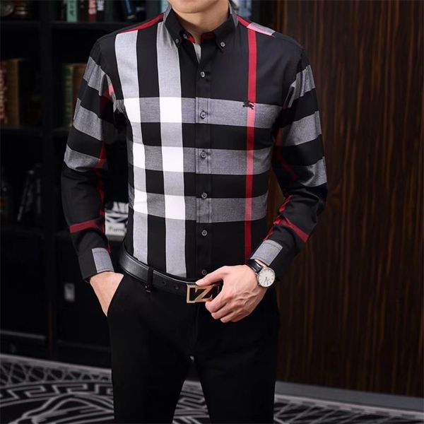 men's dress shirt luxury slim silk t-shirt long sleeve casual business clothing plaid brand 17 color s-4xl a26, White;black
men's dress shirt luxury slim silk t-shirt long sleeve casual business clothing plaid brand 17 color s-4xl a26, White;black