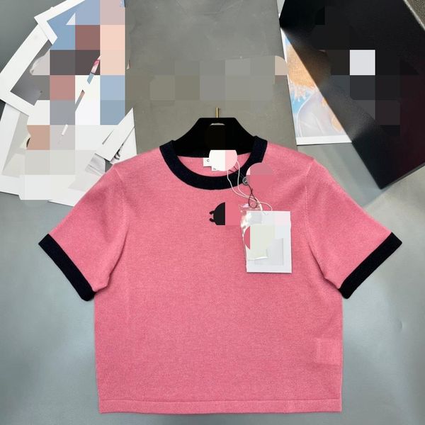 527 2022 milan runway spring summer brand same style sweater short sleeve crew neck blue pink kint pullover womens mingmei, White;black
527 2022 milan runway spring summer brand same style sweater short sleeve crew neck blue pink kint pullover womens mingmei, White;black