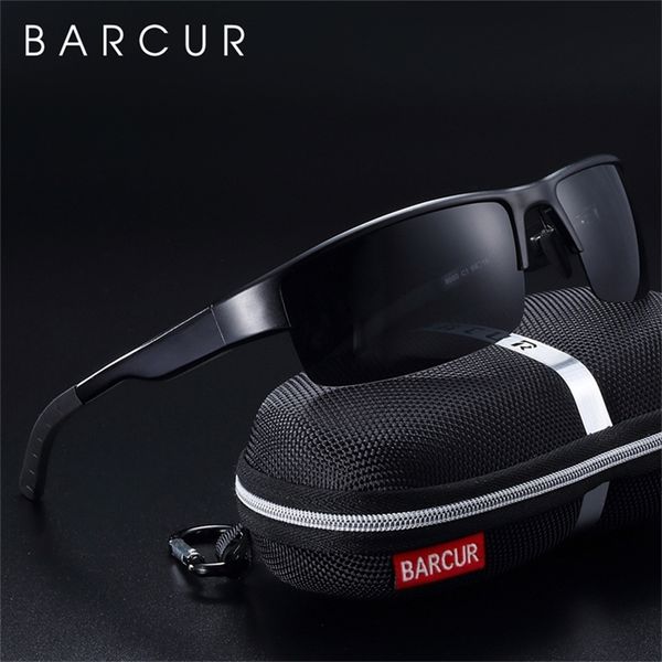 barcur semi rimless polarized aluminium magnesium sunglasses sport sun glasses male female gafas ds 220514, White;black