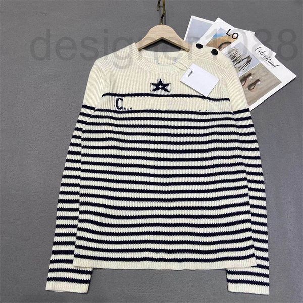 women's sweaters designer d family star stripe color matching knitted sweater pullover crew neck women's blouse slim temperament t, White;black
women's sweaters designer d family star stripe color matching knitted sweater pullover crew neck women's blouse slim temperament t, White;black