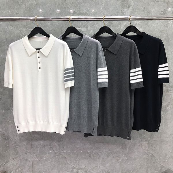 knited designer men's polos 4-bar stripe summer turn-down collar short-sleeved t shirt luxury brand business casual soft tee waist spli, White;black
knited designer men's polos 4-bar stripe summer turn-down collar short-sleeved t shirt luxury brand business casual soft tee waist spli, White;black