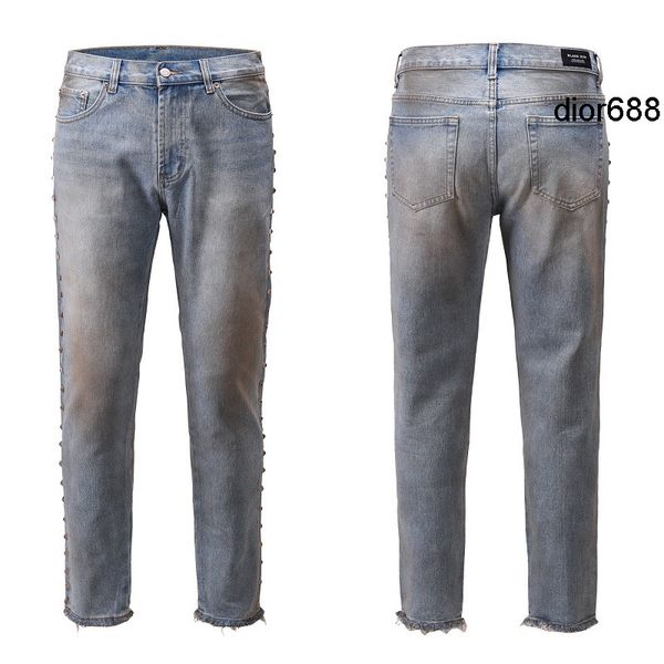 ins high street style gary dept fashion rivet transform jeans waste soil style make old slim legged pants, Blue
ins high street style gary dept fashion rivet transform jeans waste soil style make old slim legged pants, Blue