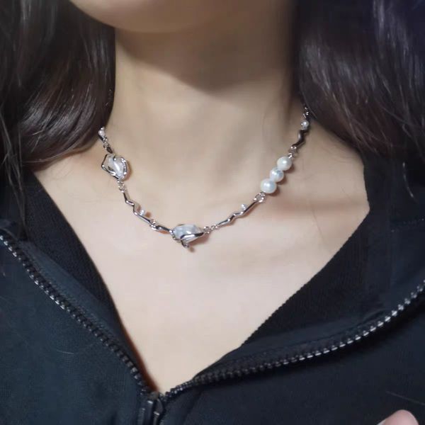 necklace freshwater pearl clavicle chain choker advanced minority design sense shaped neck, Silver
necklace freshwater pearl clavicle chain choker advanced minority design sense shaped neck, Silver