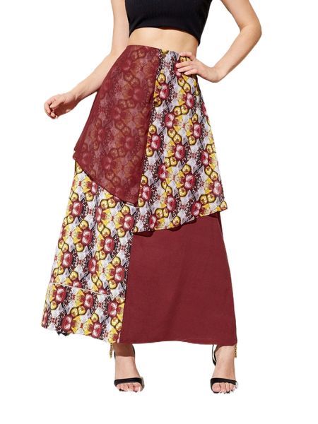 x peartree stories geo print maxi skirt l15o#, Black 
x peartree stories geo print maxi skirt l15o#, Black