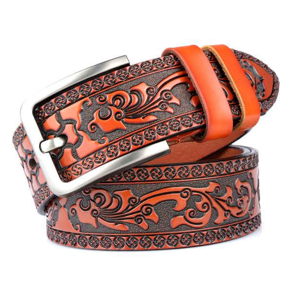 fashion men's designer personality carved belt leather black gold silver buckle classic casual belt width 38mm with box 2022, Black;brown
fashion men's designer personality carved belt leather black gold silver buckle classic casual belt width 38mm with box 2022, Black;brown