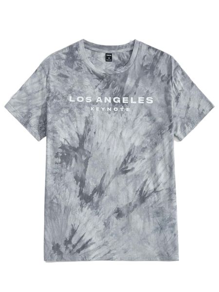 men tie dye slogan graphic tee q28c#, White;black