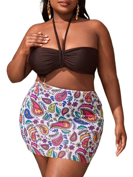 plus 3pack paisley print halter high waist bikini swimsuit 22er#, White;black
plus 3pack paisley print halter high waist bikini swimsuit 22er#, White;black