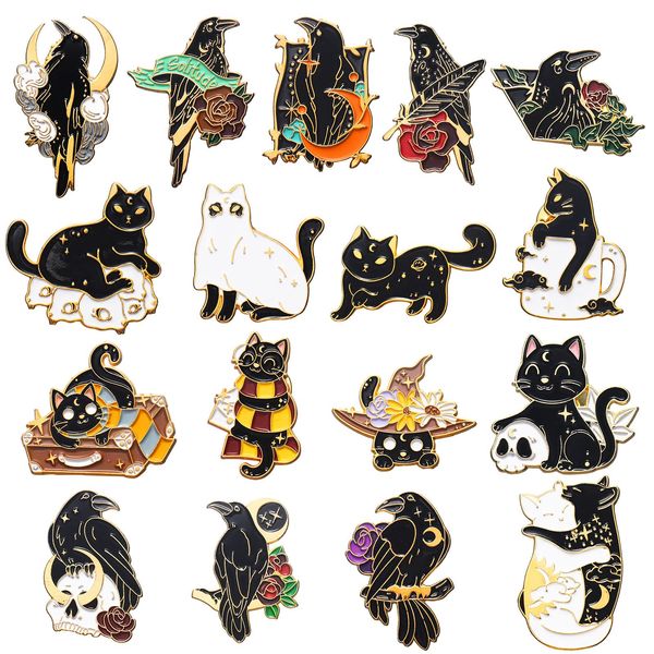 pins brooches black crow kitty enamel set cute kawaii cat backpack brooch art amnxu, Gray 
pins brooches black crow kitty enamel set cute kawaii cat backpack brooch art amnxu, Gray